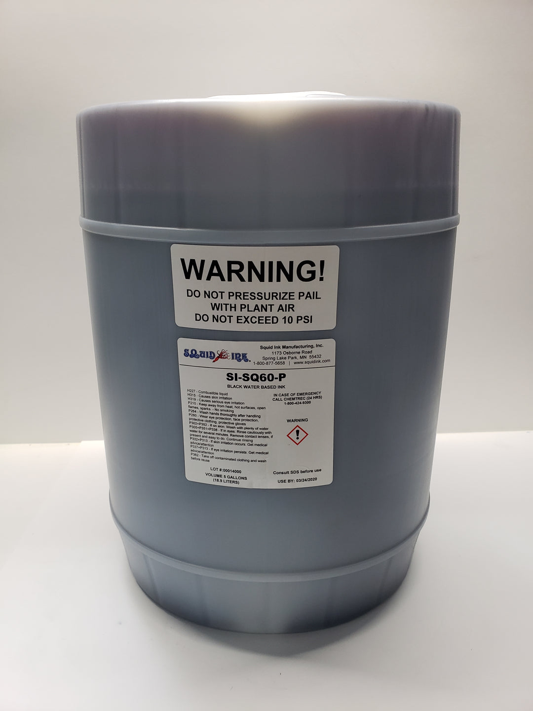 Squid Ink Black Water Based Ink 5 Gallon Pail (Black) SI-SQ60-P